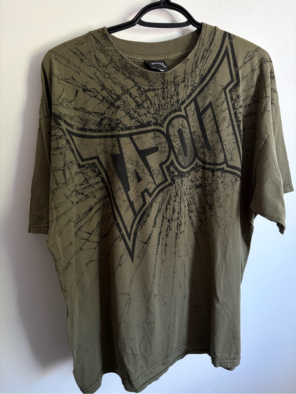 Vintage Tapout T Shirt Mens XL Olive Green Y2K MMA Graphic Tee Distressed